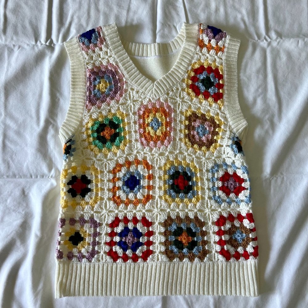 Vintage Crochet Sweater Vest Size S